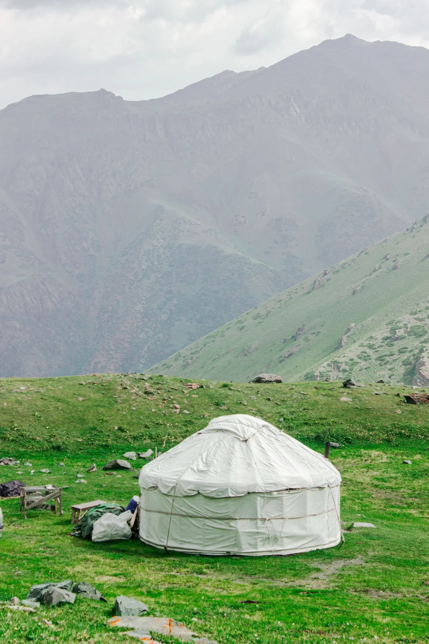A private yurt beneath the mountains of Kyrgyzstan